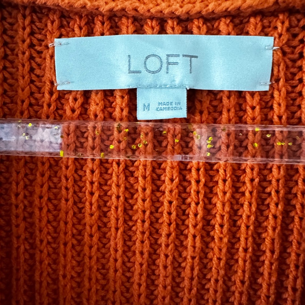 LOFT Vibrant Orange Women's Cardigan - Picture 4 of 6
